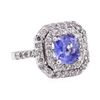 3.34 ctw Blue Sapphire And Diamond Ring - 18KT White Gold