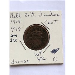 Rare 1914 Netherlands East Cent in Good Grade