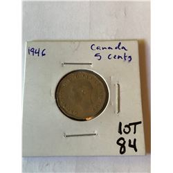 1946 Canada 5 Cents Nice Early Coin