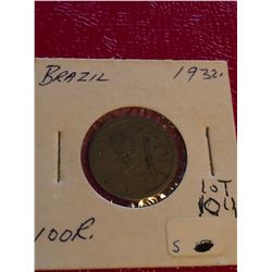1932 Brazil 100 Reis Coin