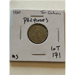 1960 Philippines 10 Centavos MS High Grade  Nice Early Coin