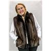 Image 1 : BEAVER ZIP VEST W/ BROWN DYED SHEARED BEAVER TUXEDO TRIM $2,895