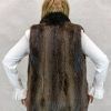 Image 2 : BEAVER ZIP VEST W/ BROWN DYED SHEARED BEAVER TUXEDO TRIM $2,895