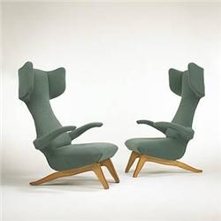 Franco Campo and Carlo Graffi lounge chairs, pair