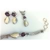 Image 1 : Sterling Silver Elk Ivory and Amethyst Bracelet, Pendant & Earrings from Studio Pandora. Value $1200