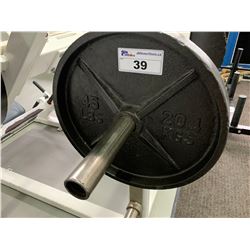 STACK OF 6 STEEL 45 LBS FREE WEIGHTS