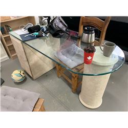 3 DRAWER SINGLE PEDESTAL GLASS TOP DESK