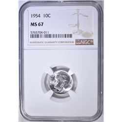 1954 ROOSEVELT DIME NGC MS-67