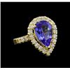 Image 1 : 3.46 ctw Tanzanite and Diamond Ring - 14KT Yellow Gold