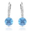 14k White Gold  3.98CTW Blue Topaz and Diamond Earrings