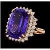 17.77 ctw Tanzanite and Diamond Ring - 14KT Rose Gold