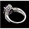 Image 3 : 3.25 ctw Amethyst and Diamond Ring - 14KT White Gold