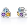 Image 1 : 14k White Gold 3.62CTW Multi Color and Diamond Earrings, (SI3/G-H)