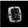 30.20 ctw Blue Topaz and Diamond Ring - 14KT White Gold