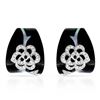 18k White Gold 0.37CTW Diamond and Onyx and Mother Of Pearl Earrings, (SI1-SI2/I