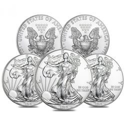 Lot of (5) 2019 $1 American Eagle Silver Dollar $1 Coins (Brilliant Uncirculated)