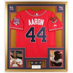 Hank Aaron Signed 32x36 Custom Framed Cut Display (PSA COA)