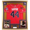 Image 1 : Hank Aaron Signed 32x36 Custom Framed Cut Display (PSA COA)