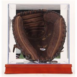 Carlton Fisk Signed Rawlings Catchers Glove Inscribed "HOF 2000" with Display Case (PSA COA)