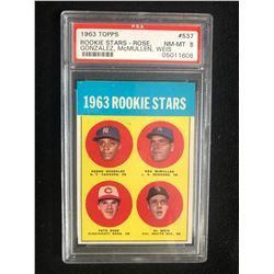 1963 TOPPS #537 ROOKIE STARS (ROSE/ GONZALEZ/ McMULLEN/ WEISS) NM-MT 8