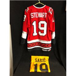 HOCKEY JERSEY LOT (JOE SAKIC PRACTICE WORN JERSEY...)