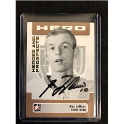 GUY LAFLEUR SIGNED HEROES AND PROSPECTS HOCKEY CARD