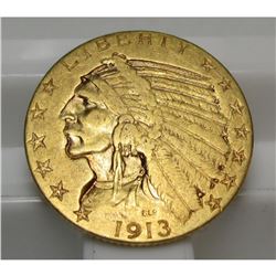 1913 $ 5 Gold Indian Half Eagle
