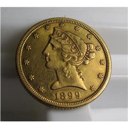 1899 s $5 Gold Liberty Half Eagle