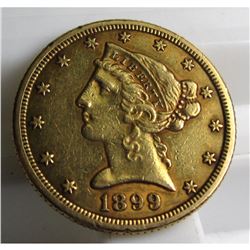 1899 S $5 Gold Liberty Half Eagle