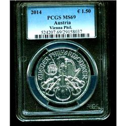 2014 MS 69 PCGS Slab Silver Austrian Philharmonic