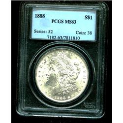 1888 MS 63 PCGS Slab Morgan Silver Dollar