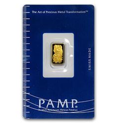 1 Gram Pamp Suisse Ingot on Assay Card