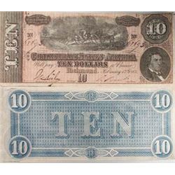 Authentic 1864 Confederate States $ 10 Currency