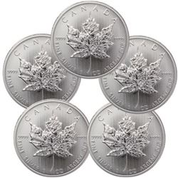 Lot of 5 Canadian Silver Maple Leaf's Random years