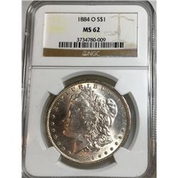 1884 O MS 62 NGC Morgan Silver Dollar