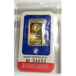5 Gram Pure .9999 Gold Englehard Ingot