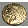 Image 1 : 1909 D $5 Five Gold Indian Half Eagle