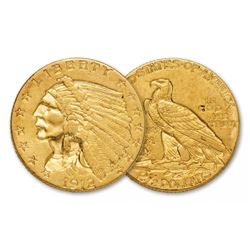 1912 $2.5 Gold Indian Quarter Eagle XF AU Grade