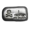 Image 1 : 1 oz. Silver Poured Bar - Skull and Crossbones