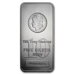 10 oz. Silver Morgan Design Bar .999 Pure