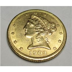 1903 S $5 Gold Liberty HIGH GRADE