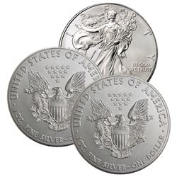 (3) Random Date BU Grade Silver Eagles