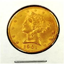 1901 S $ 5 Gold Liberty