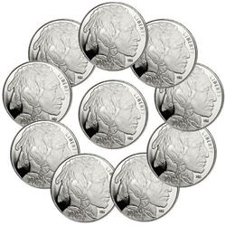 (10) Buffalo Design Silver Rounds 1 oz. Each