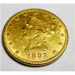 1893 P $ 10 Gold Liberty Eagle AU Grade