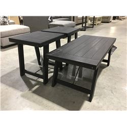 3 PCE CHARCOAL GREY COFFEE & END TABLE SET