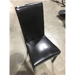 BLACK LEATHER DINING ROOM SIDE CHAIR