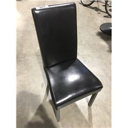 BLACK LEATHER DINING ROOM SIDE CHAIR