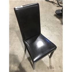 BLACK LEATHER DINING ROOM SIDE CHAIR