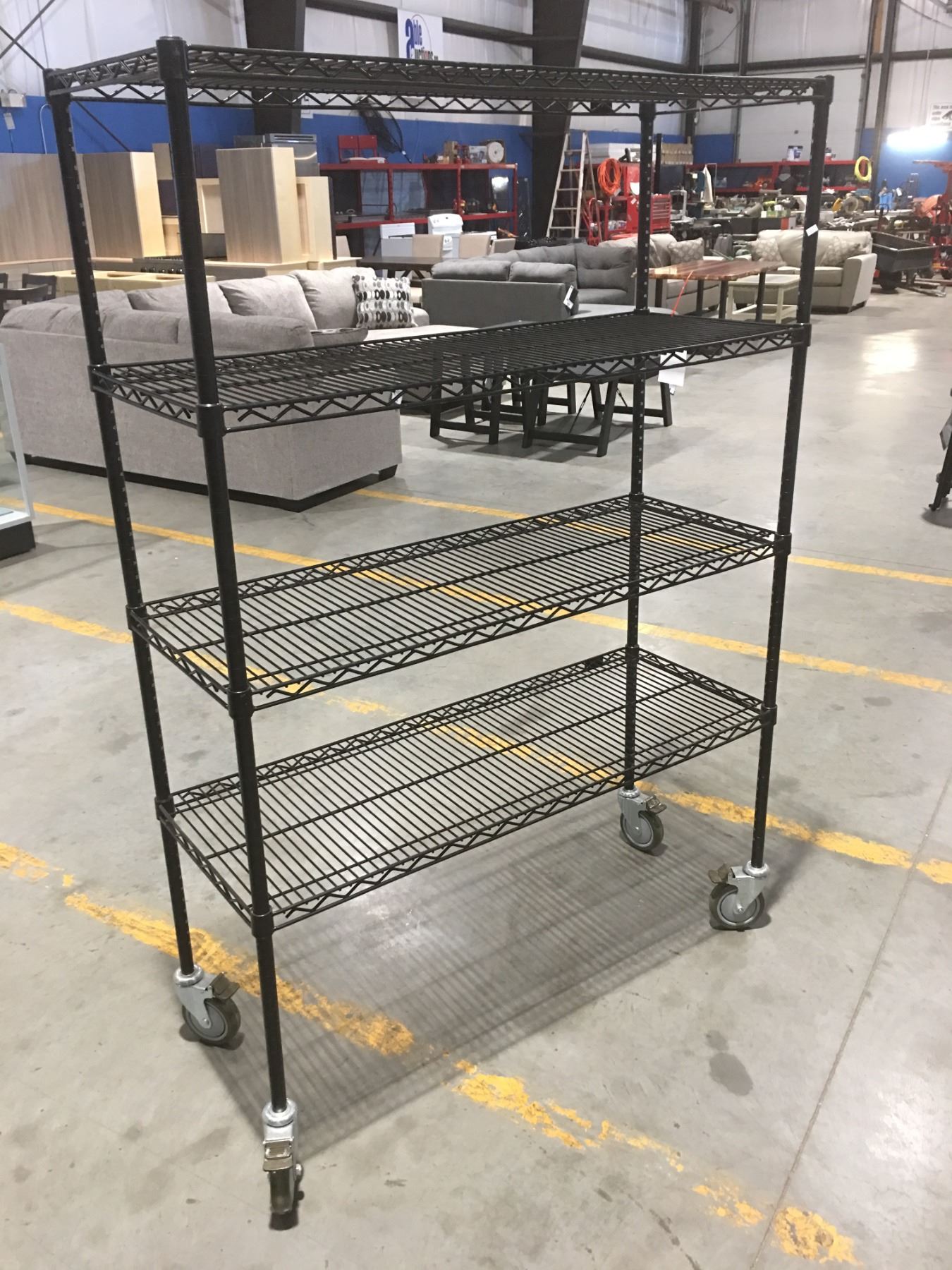 ULINE BLACK METAL ROLLING SHELF UNIT